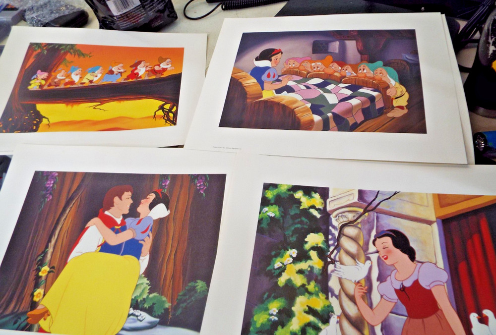 2001 Disney Snow White and Seven Dwarfs Exclusive Lithograph Portfolio 4 Images